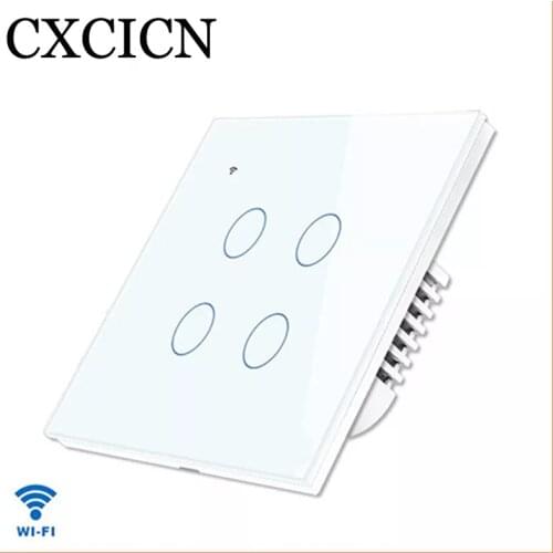 Wiresless Remote Control Wifi Switch by Smart Phone EU/US 4gang 1way by TUYA