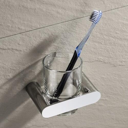 Bathroom Toothbrush Holder Glass Cup Tumbler Holders Bath Cups Chrome Polished Wall Mounted Toilet Accessories
