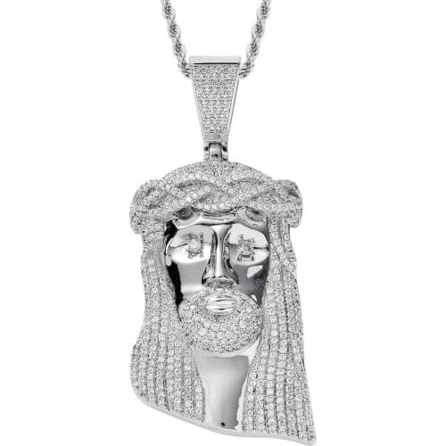Iced Out Jesus Corolla Big Pendant Mens Hip Hop Necklace With Chain Fashion CZ Stone Necklace For Man Women Gift