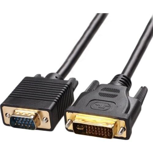 DVI to VGA Cable DVI-I 24+5 PIN to VGA 15Pin Video Cable For Computer PC Moniter Projector 1.75M