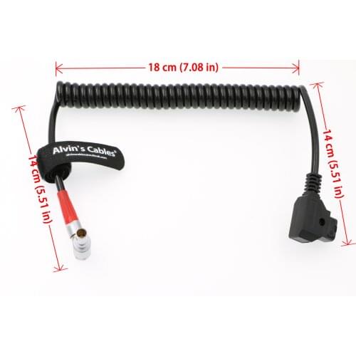 Alvins Cables Zacuto Gratical Eye Viewfinder Power Coiled Cable Right Angle 2 Pin to D-tap