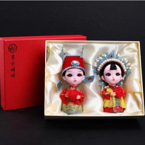 Chinese Fengjing Opera Dolls Beijing Silk Man Characteristic Handicraft Dolls Couples in Ancient China Desktop Decoration Gift