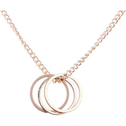 Korean Fashion Jewelry Accessories Necklace for Women Three Circle Alloy Pendant Necklace Wedding Party Jewelry Necklace Gifts