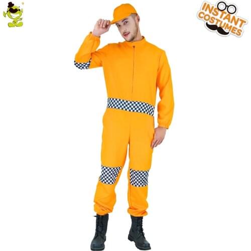 Maintenance workers costume Adult Worker Role Play Fancy Dress For Mens Halloween Party Yellow Suit