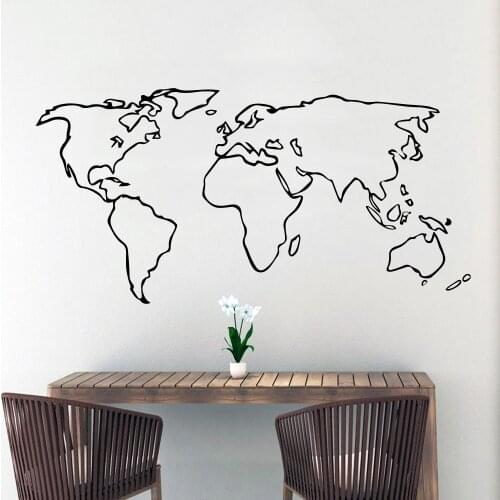 Colorful world map Wall Decal Living Room Removable Mural Nursery Room Decor Vinyl Art Decal