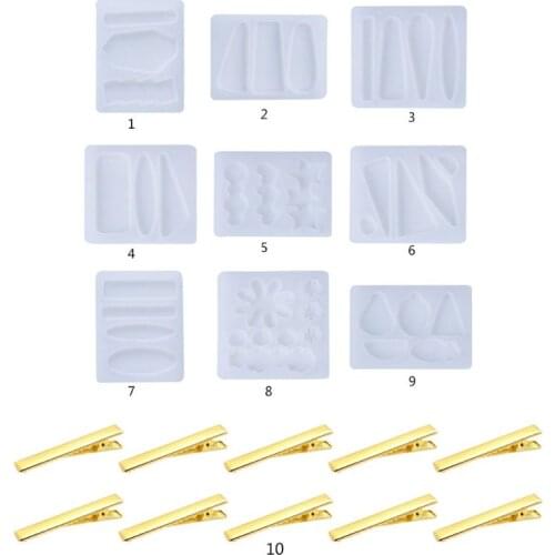Crystal Epoxy Resin Mold Hair Clip Barrette Casting Silicone Mould DIY Crafts Jewelry Making Tools X4YA