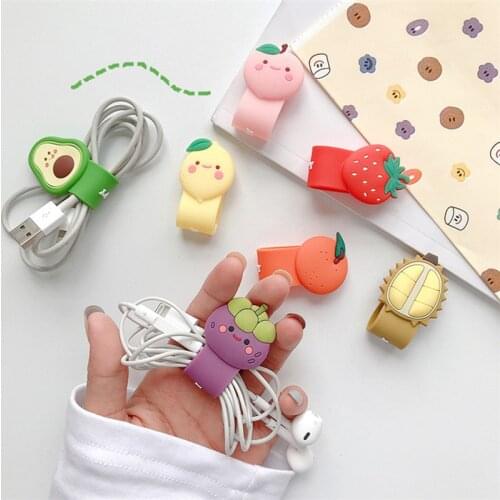 Hot Sales 1 Piece High Quality Silicone Fruits Cable Winder Cute Strawberry Avocado Earphone Cable Protector Cable Organizer