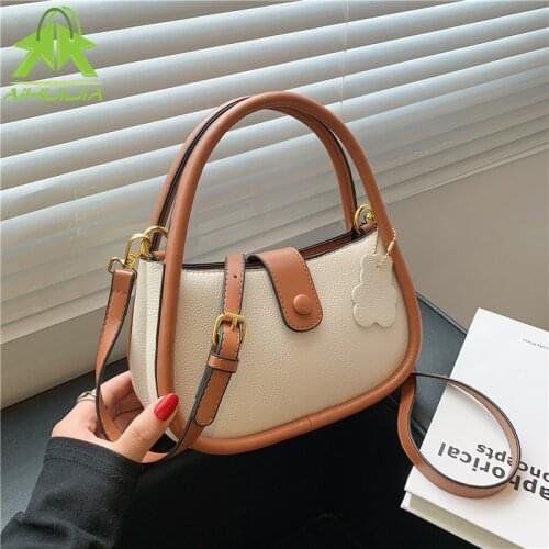 Fashion High Quality PU Leather Crossbody Bag Half Moon Underarm Bag Ladies Casual Zipper Shoulder Handbag New Small Messegerbag