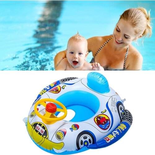 Inflatable Car Steering Wheel Boat Safety Baby Circle Seat Ring Children Float Seat Air Mattress Water Toys Accessories Random
