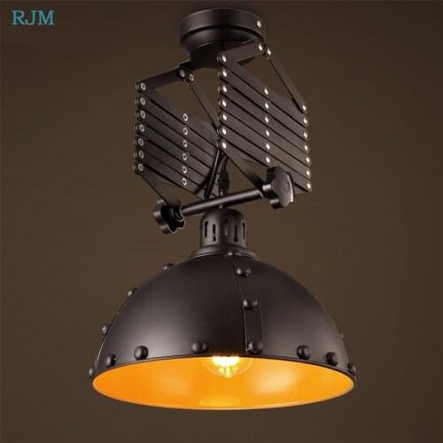 Nordic Vintage Creative Adjustable Ceiling Lights Iron E27 Ceiling Lamps for Dining Room Restaurant Cafe Kitchen Lighting Decor
