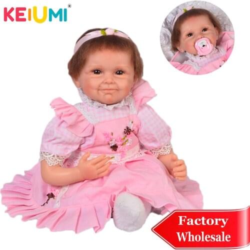 New Arrival 22 Inch Smiling Reborn Baby Doll Silicone Lifelike Newborn Toy Handmade Princess Girls With Hair Kids Birthday Gift