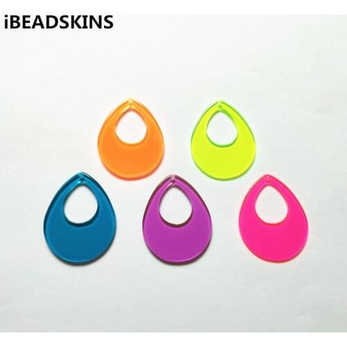 New arrival! 38x30mm 50pcs acrylic Neon effect drop-shape charms for stud earrings/earrings accessories/Earring parts DIY
