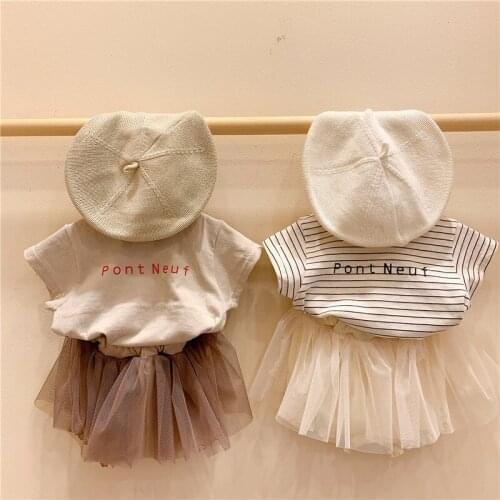New Summer Infant Kids Suit Baby T Shirt Girls Tutu Lace Skirt Girls Clothing Sets Children Clothes Vestidos Costumes