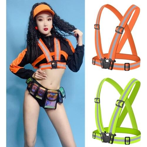 Stage Costumes Hip Hop Outfit Jazz Dance Accessories Fluorescent Color Reflective Straps Nightclub Dj Rave Show Wear DNV13166