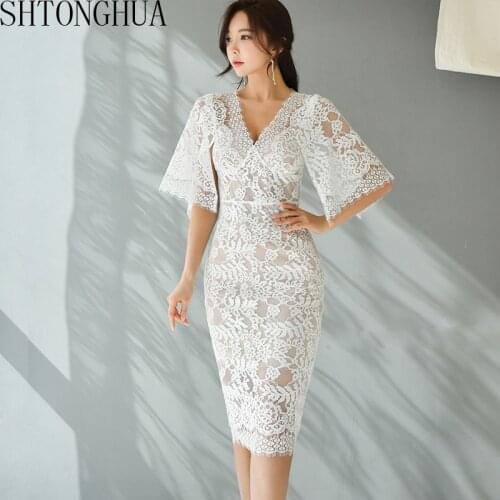 SHTONGHUA White Summer Dresses