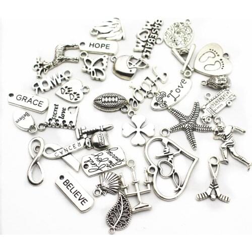 Mix40pcs/lot Alloy dangle charms lobster clasp hanging charm DIY bracelet&pendant floating charms jewelry