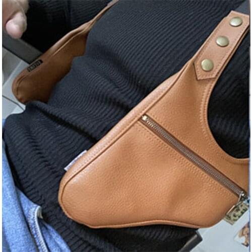 Medieval Leather Steampunk Strap Underarm Satchel Unisex Belt Bag Halloween Accessories Retro Adjustable Zipper Wallet Small Bag
