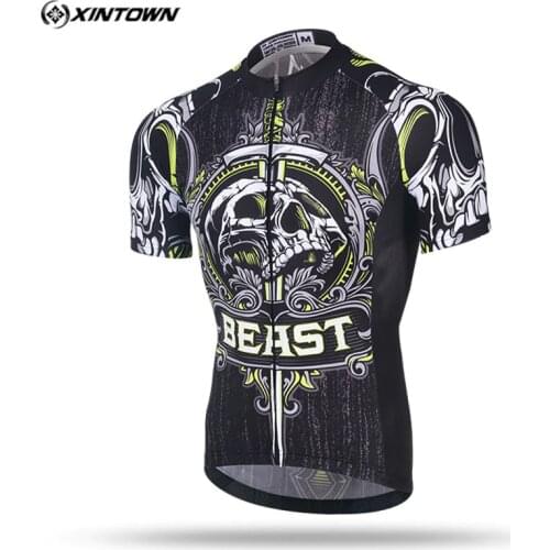 Xintown 2021 Skull Short Sleeve Cycling Jersey Men mtb Bike Jersey Shirt Racing Sport Bicycle Cycling Clothing Maillot Ciclismo