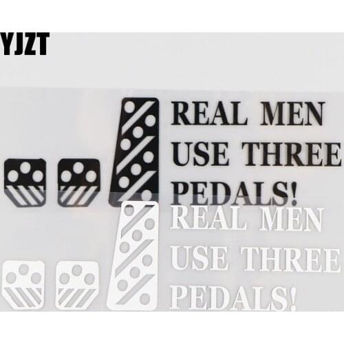 YJZT 15.3CM*4.2CM Real Men Use Three Pedals! Car Stickers Body Decoration Car Door Sticker Black/Silver 4A-0238