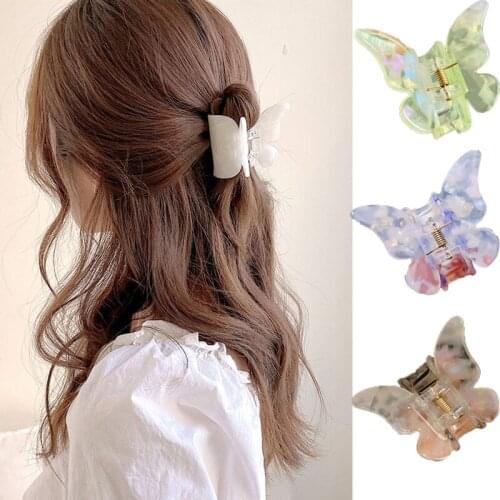 2021 Trends Acetate Women Hair Claw Butterfly Hairpins Gradient Tie-Dye Colored Styling Tools Barrettes Girls Hair Accessories