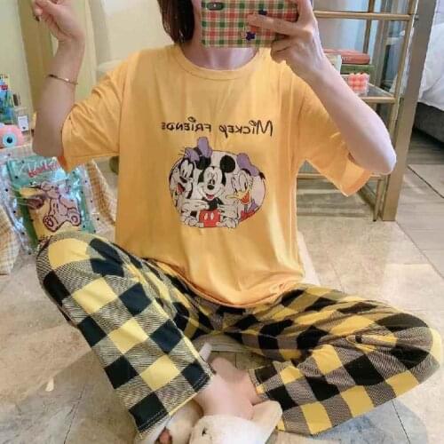 Women Pajamas Set Girl Spring Sleepwear Minnie Pijama Short Sleeve Summer Pyjamas Suit Female Mujer Clothing Nightwear