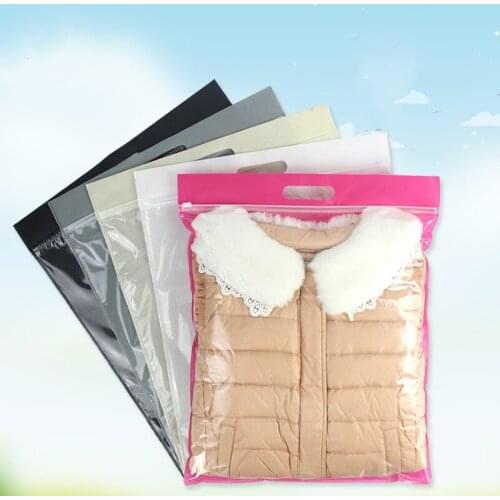 10pcs Transparent non-woven self-sealing zipper bag varies colors clothes socks underwear packing bags large plastic pouch