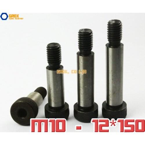 2 Pieces M10 Threaded 12 x 150mm 12.9 Grade Alloy Steel Hexagon Socket Head Shoulder Screw Bolt