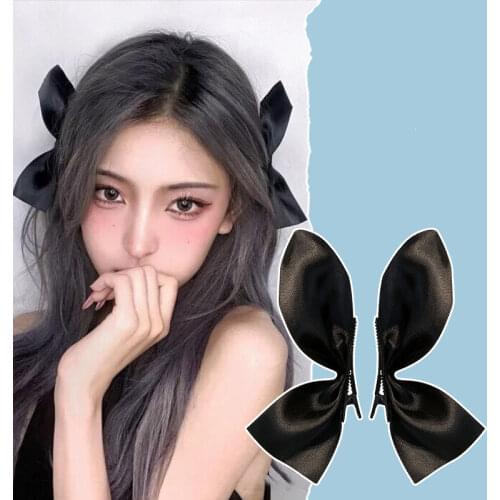 2 Pcs/setNew Korean INS Half-piece Black Bow Hairpin Female Headdress Hairpin Hair Accessories for Girls Clip Hair Tie