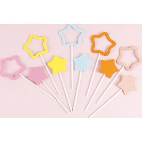 2pcs Star Cake Decoration Macaron Color Cakes Toppers Plugin Sponge Five-pointed Star Plug-in Cake Insert Birthday Party Gift