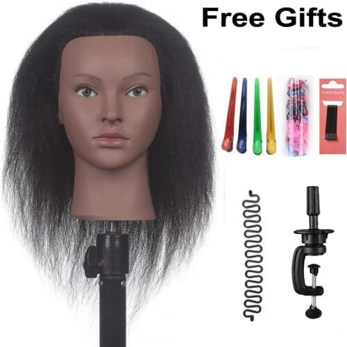 Afro Mannequin Head For Braiding Hair Cornrow Practice Head Barber Hairdressing Training Mannequin Dummy Heads
