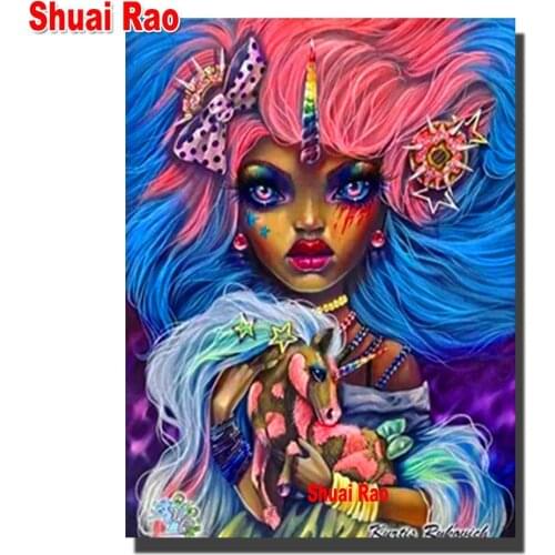 Unicorn Big eyes Girl 5D Diy diamond painting,diamond mosaic diamond embroidery Cartoon,Full Square/round Drill Mysterious Gift