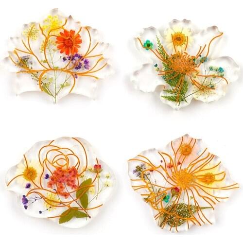 Rose Coaster Mold Flower Resin Coaster Molds Coaster Molds 4 Pcs Set for Making Resin Geode Coasters Home Decoration
