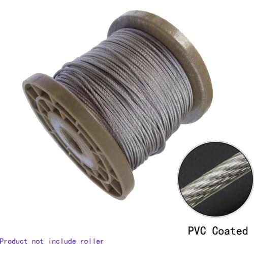 5 Meters 2/3/4/5/6mm 8mm Diameter Steel PVC Coated Flexible Wire Rope Cable Transparent 304 Stainless Steel Clothesline 7*7