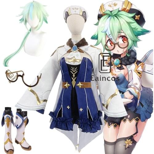 Game Genshin Impact Sucrose Saccharose Cosplay Costume Wigs Shoes Suit Halloween Party Outfit Women Dress Uniform