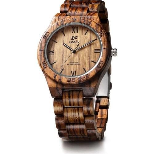 LeeEv Classical Wooden Fashion Brand Thick Feel Design Men Boys Decorative Wood Bangle Watch