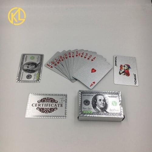 Cool Waterproof USD100 Dollar Design 24k Gold Poker Playing Cards for Gambling Game Money Enjoyment or wedding gifts