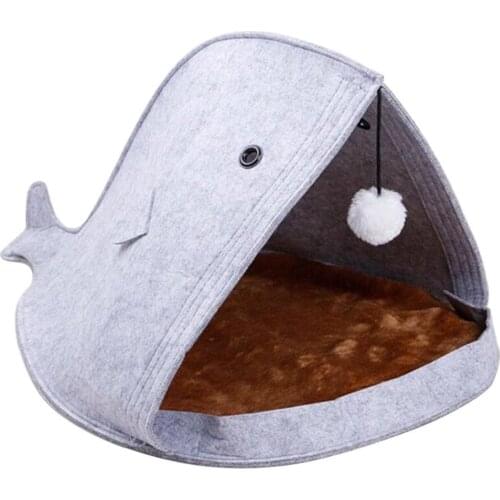 Soft Nonwoven Felt Cat Dog Bed Shark Shaped Felt Cat Bed Nest Pet Mat Bed for Small Medium Dogs Cats Puppy Kitty