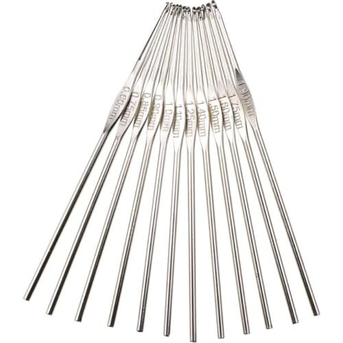 12pcs/set Small Size Crochet Hooks Set Mix Sizes 0.6-1.9mm Knitting Needles For Metal Handle Crochet Needles Set