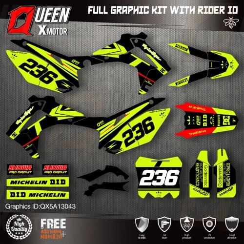 QUEEN X MOTOR Custom Team Graphics Backgrounds Decals Stickers Kit For HONDA 2014-2017 CRF250R 2013-2016 CRF450R 043
