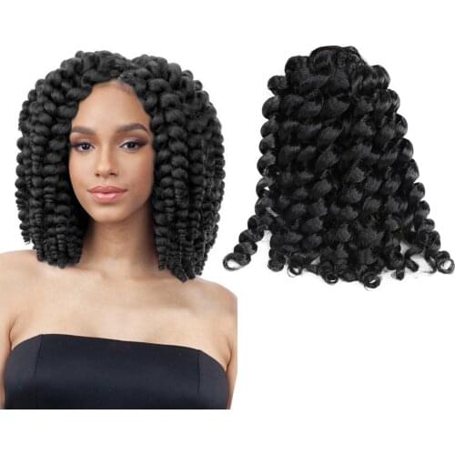Natifah Jumpy Wand Curl Jamaican Bounce Synthetic Braiding Hair Extensions 10 Inch 80g Crochet Braid Curly Twists Hair For Women