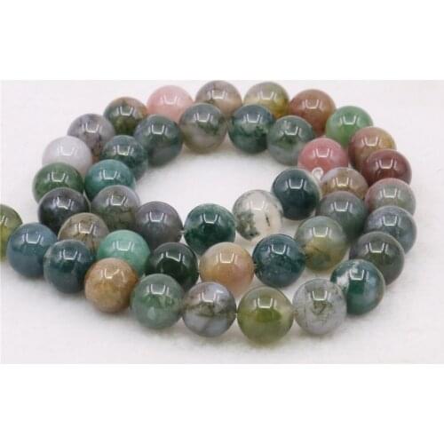 Natural Stone Indian Agate 4-12mm Round Beads for Jewelry Making DIY Bracelet Necklace Accessories Ms Women 15inch Gift Y1110