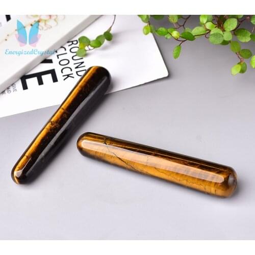 Natural Tigers Eye Quartz Healing Crystal Massage Reiki Wand Meditation Stick