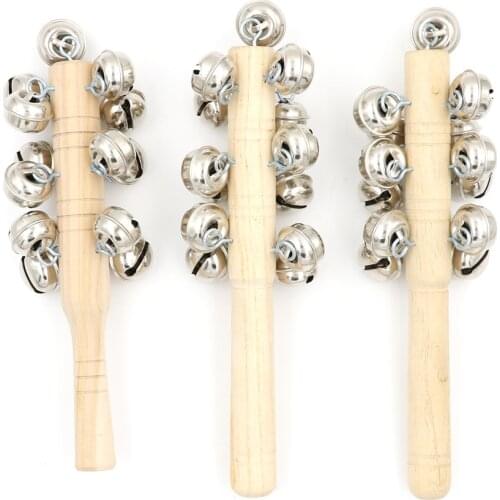 New1pc Baby Toy Musical Instrument Baby Educational Cartoon Wooden Rattle Toy Kid Handle Wooden Activity Bell Rattle