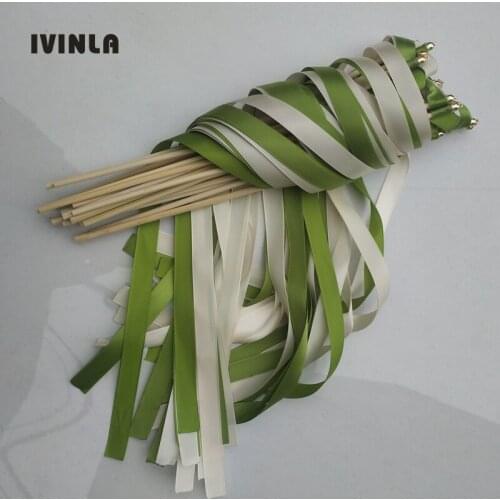 NEW 50pcs/lot green ribbon stick for wedding decoration