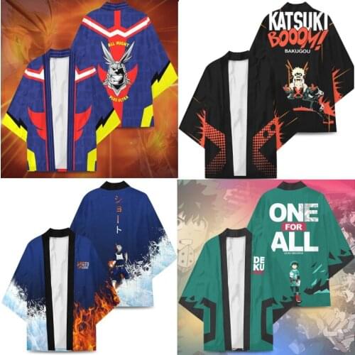 New Anime My Hero Academia Midoriya Izuku Todoroki Shoto Cosplay Costumes Cloak Kimono All Might Haori Cardigan Pajamas Bathrobe