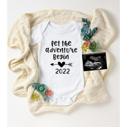 Newborn Baby Bodysuits Short Sleeve Girls Boys Onesies Let The Adventure Begin 2022 Baby Romper Soft Cotton Clothes Outfits