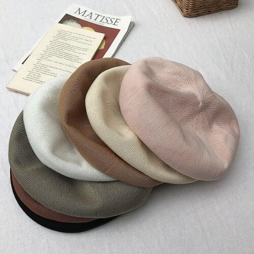 Autumn Winter Warm Beret Women Girls French Artist Beanie Hat Cap Red Black Purple Beige Orange Kawaii Flat Top Caps Warmers