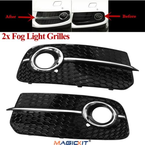 MagicKit Fog light Cover grille For Audi Q5(8R) MK1 2013-2015 Facelift Fog Lamp Box Grille ABS Front Lower Bumper lamp grille