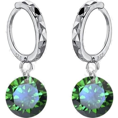 Hanging Cubic Zirconia Earrings For Young & Pretty Womens With Green Color Stone 925 Sterling Silver Earring