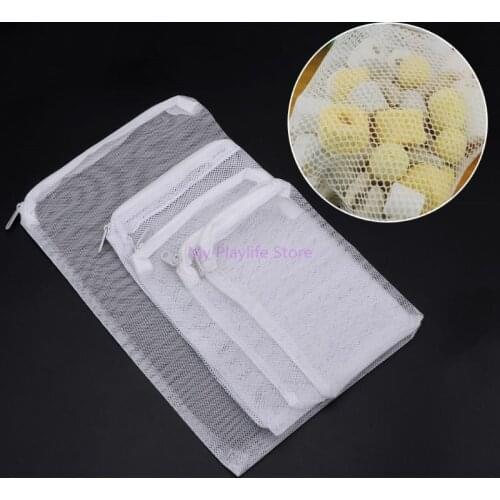 5 Pcs Aquarium Filter Net Bag Fish Tank Pond Mesh Bags Zipper Net bag For Bio Ball Active Carbon Isolation Storage 5 Sizes C42